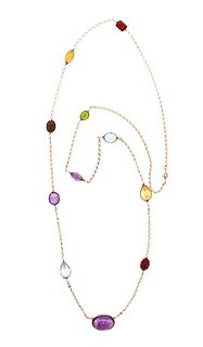 Multi-Gemstones 14k gold Necklace 