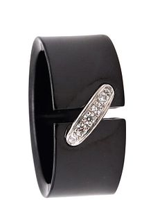 Chaumet Paris ceramic & Diamonds 18k gold Ring