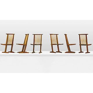 MIRA NAKASHIMA Six Conoid dining chairs