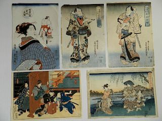 Toyokuni III Utagawa 5 woodblocks