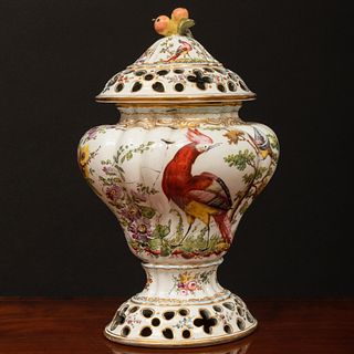 English Porcelain Potpourri Vase and Cover