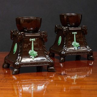 Pair of Wedgwood Black Glazed Stands