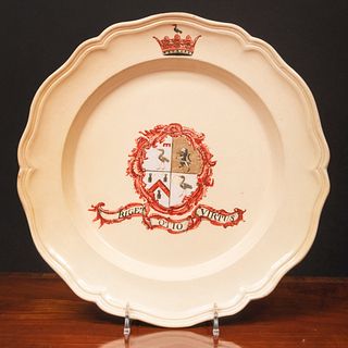 English Creamware Armorial Plate