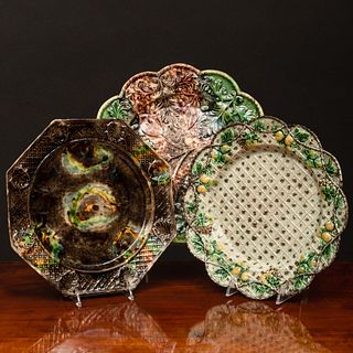 Group of Three Staffordshire Tortoiseshell Glazed Earthenware Plates