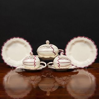 Neale & Co. Puce Decorated Creamware Part Service