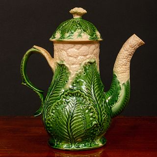 Staffordshire Glazed Earthenware 'Cauliflower' Coffee Pot and Cover