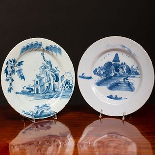 Pair of Delft Plates and a Shallow Bowl