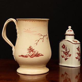 Wedgwood 'Queen's Ware' Enameled Tea Canister and a Large Mug