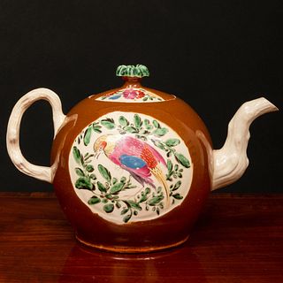 Staffordshire CafÃ© au Lait Ground Creamware Teapot and Cover