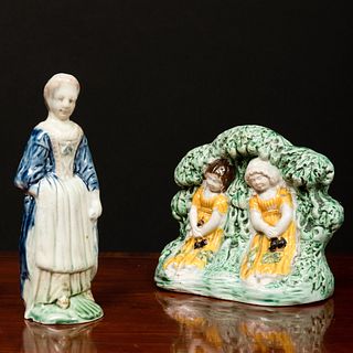 Two Staffordshire Pearl Glazed Earthenware Groups