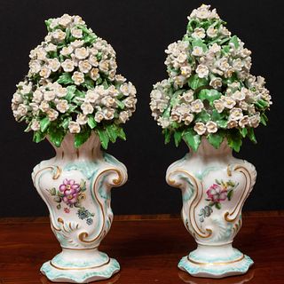 Pair of Derby Porcelain Models of Bouquets