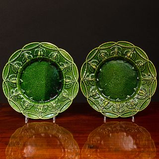 Pair of Staffordshire Green Glazed Earthenware Plates