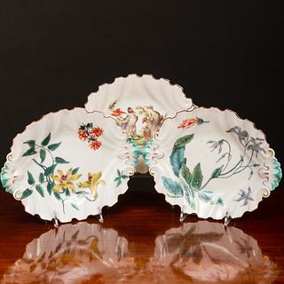 Three Chelsea Porcelain Silver Shape Oval Dishes
