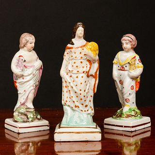 Group of Three Staffordshire Pearl Glazed Earthenware Figures
