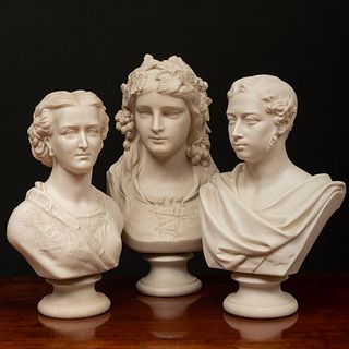 Three Copeland Parian Busts for The Crystal Palace Art Union