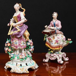 Two Bow Porcelain Figures of Musicians