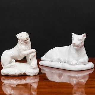 Bow White Glazed Porcelain Figure of a Lion
