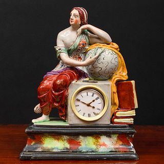 Staffordshire Pearl Glazed Earthenware Figural Watch Holder 'Urania'