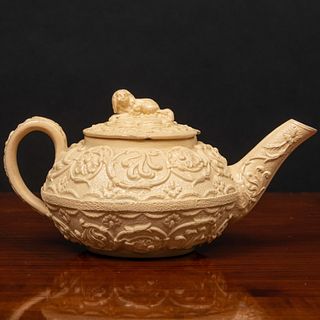 Miniature English Caneware Teapot and Cover