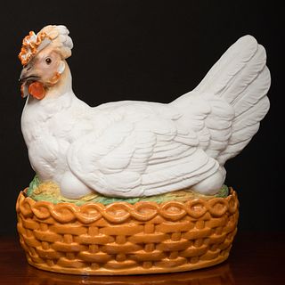 English Porcelain Model of a Hen on a Nest