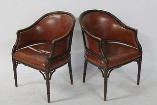 Midcentury Pair Of Bamboo Form Club Chairs .