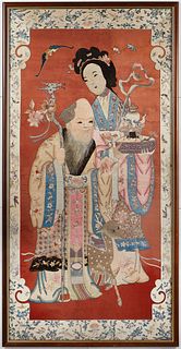 Chinese Embroidery Old Man with Woman