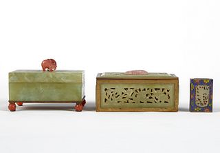 Grp: 3 Small Jade Stone Boxes
