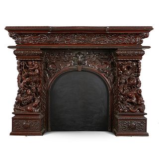 Japanese Fire Place Mantel w/ Dragons