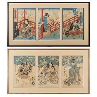 Grp: 2 Japanese Ukiyo-e Triptychs