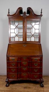 Chippendale Style Block Front Secretary Bookcase
