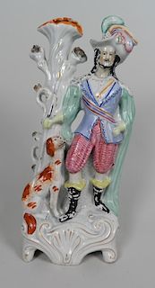 Staffordshire Figural Spill Vase of Male with Dog