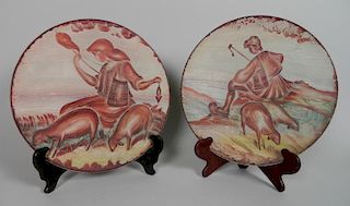20th c. European pair of pottery plates