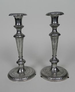 A Pair of Pewter Candlesticks