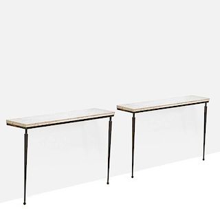 JACQUES ADNET (Attr.) Pair of console tables