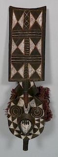 African carved and painted wood headdress