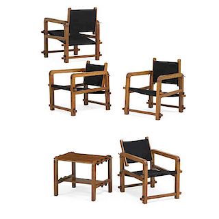 STYLE OF JACQUES ADNET Table and four chairs
