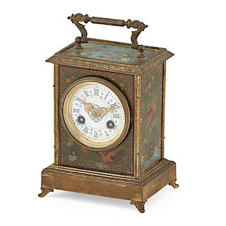 FRENCH BRASS PAINTED CARRIAGE CLOCK
