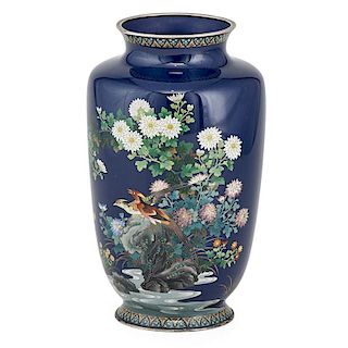 JAPANESE SILVER AND CLOISONNE VASE