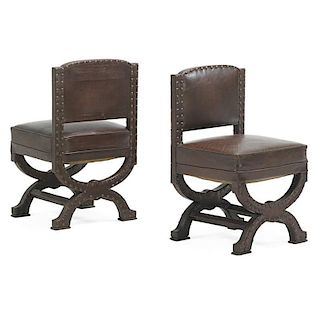 FRENCH Pair of curule-style side chairs