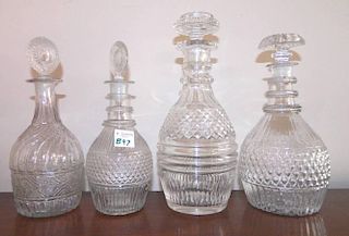 Lot of 4 crystal glass decanters