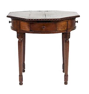 A Continental Oak Side Table Height 30 x diameter 29 inches.