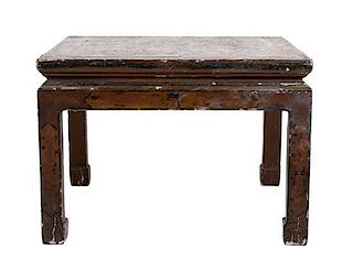 A Chinese Lacquered Low Table Height 16 inches x width 24 1/2 inches x depth 23 inches.