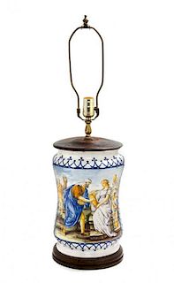 An Italian Majolica Jar Height overall 27 1/2 inches.