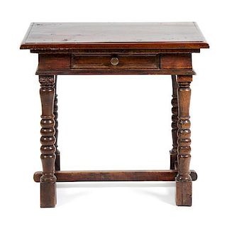 A William and Mary Style Walnut Side Table Height 28 x width 18 x depth 27 inches.