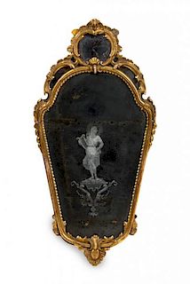 A Venetian Giltwood Mirror Height 35 x width 18 inches.