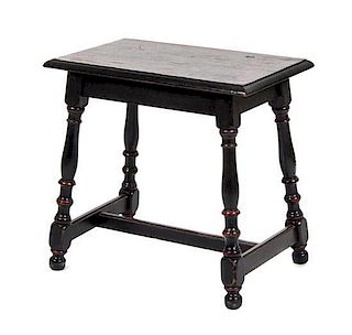 A Continental Painted Stool Height 19 x width 20 x depth 12 1/2 inches.