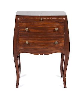 A Louis XV Style Simulated Grain Diminutive Commode Height 27 2/4 x width 18 3/4 x depth 13 1/4 inches.