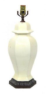 A Ceramic Vase Height overall 19 inches.
