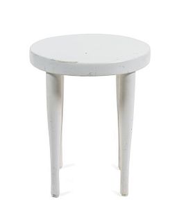 A White Painted Stool Height 16 x diameter 14 inches.