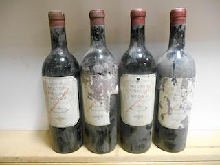 Château Mouton D'Armailhacq, Pauillac 1928, four bottles (levels: two mid shoulder, two above mid sh